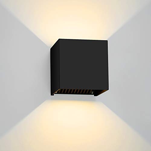 Erwei - Lampada da parete a LED, 12 W, impermeabile, con angolo di irradiazione regolabile, IP65, per interni ed esterni, luce bianca calda, 20w Schwarz Warmweiß