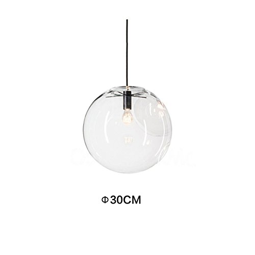 wings of wind® Moderne Glaskugel E27 Leuchter hängendes Licht Transparent Droplight Hängelampe (Φ30)