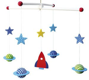 Süßes Mobile "Weltraum" aus Holz von Jabadabado