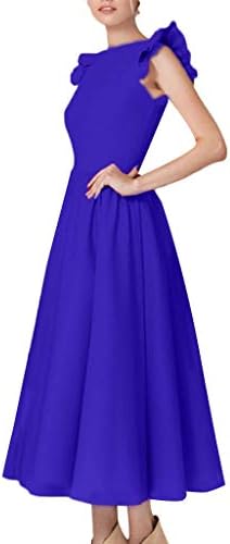 SANFASHION Dresses for Womens, Ladies Women Formal Butterfly Sleeveless O-Neck Prom Evening Party Mid-Calf Dress