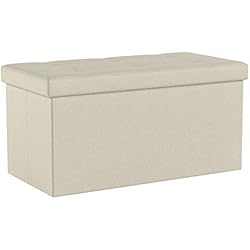 SONGMICS Coffre de Rangement Coffre Pliable Banquette de Rangement Charge admissible 300 kg 76 x 38 x 38 cm Beige LSF47BE
