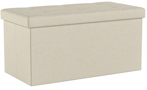 SONGMICS Coffre de Rangement Coffre Pliable Banquette de Rangement Charge admissible 300 kg 76 x 38 x 38 cm Beige LSF47BE