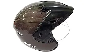 NOHA Open Face with Cap Safety Helmet Latest Motorcycle Helmet with Plane Visor Man & Women Black Cap+Red Helmet (Silver Black)