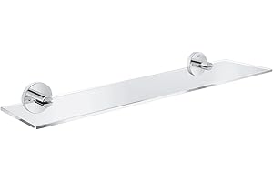 GROHE Start Tablette en Verre, Etagère de Salle de Bain, Fixations Cachées, 53 cm, A coller avec GROHE QuickGlue ou à visser, Chromé, 41202000