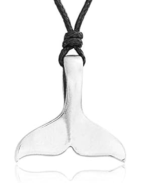 Llords Schmuck | Delphin Hai Halskette Fischschwanz Anhänger + Versilberter Verschluss, feinster Zinn Metall Modeschmuck