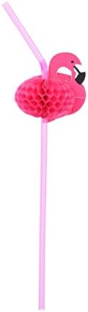 WJiXin 10 Pcs/set Bendable Plastic Straw Food Grade PP Cocktails Drinking Flamingo Honeycomb Straws Party Birthday Wedding by