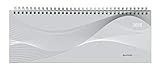 Tisch-Querkalender PP-Einband silber 2019 - Tischkalender / Bürokalender (29,7 x 10,5) - Registerschnitt - 1 Woche 2 Seiten by