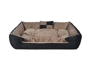 Slatters Be Royal Store Rectangular Shape Reversible Double Ultra Soft Ethnic Velvet Luxury Sofa Bed (with One Extra Pillow) for Dog/Cat/Pets/Puppy, Puppies/Rabbit. (XXL Size: 110 * 80 * 20 cm.)