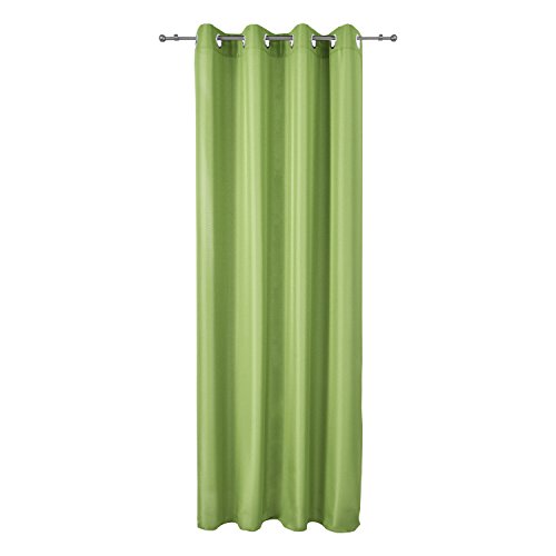 Beautissu® Blickdichter Ösen-Vorhang Amelie – 140×175 cm Grün Uni – Dekorative Gardine Ösenschal Fenster-Schal - 4