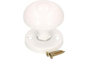KOTARBAU® Door Knob Diameter 55 mm Metal Door Knob Fixed Ball Knob Round Door Handle Door Printer Door Handle Rosette Fixed Powder Coated (Whit