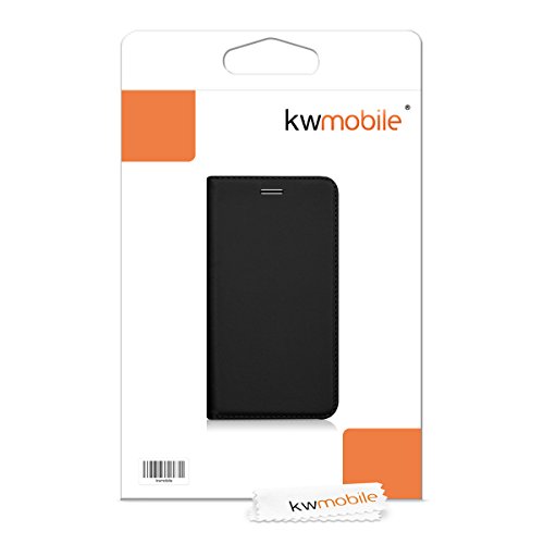 kwmobile Funda para Motorola Moto G4   Moto G4 Plus - Carcasa para m  vil de  Cuero sint  tico  - Case  Plegable  en  Negro 