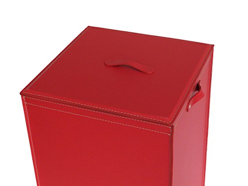 DARIA: Wäschekorb Design aus „regenerethed leder“ farbe Rot, mit abnehmbaren Baumwoll Leinwand. - 3