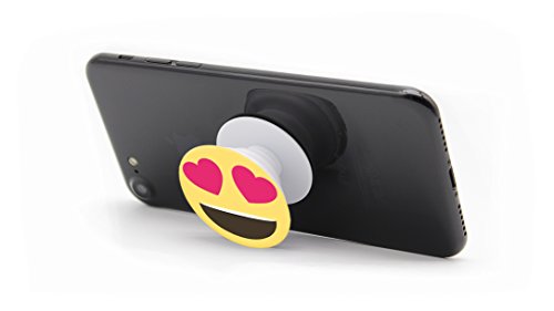 tricase SmartHolder – praktische Handy-Halterung Griff Ständer für Smartphones & Tablets & e-Reader | universeller Halter für mobile Geräte | 2 in 1 Set: mit GRATIS SmartClip (Heart Eye Smiley) - 3