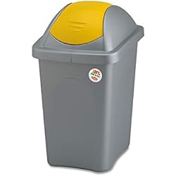 Stefanplast MultiPath Little Poubelle à Couvercle basculant, Jaune/argenté, 30 Litre