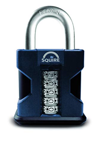 Henry Squire Stronghold 5 Wheel Open Shackle Combi Hardened Steel Padlock with Weather Cover