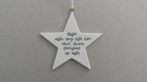 East of India Night Night Sleep Tight Porcelain Hanging Star