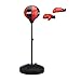 Produktbild Relaxdays Box Set Kinder, Punchingball, höhenverstellbar bis 118 cm, Boxhandschuhe, Pumpe, Leder, Metall, schwarz-rot