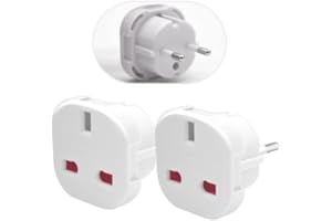 BOWASIN 2 Pack UK to European Plug Adapter,Travel Adapter,Travel Plugs Uk to Eu,European Plug Adapter C, E, F for Spain, France, Italy, Portugal, Germany, Netherlands, Greece, Poland, Turkey and More