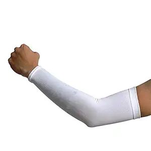 MUKHAKSH Men's and Women's UV-Protection Arm Sleeves -1 Pair (White)