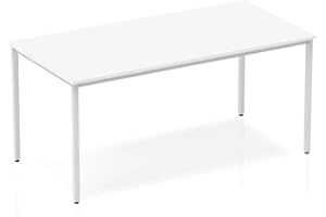 DYNAMIC OFFICE SOLUTIONS OPO Impulse Freestanding 1200mm Straight Boardroom Table Attractive Box Frame Legs | Sturdy Build Weather & Heat Resistant Melamine Finish Rectangular Table White 1600