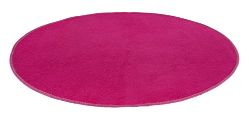 misento 292201 Velours, Kurzflorteppich Lifestyle, uni-/ kräftige Farben / 100 cm rund, pink - 5