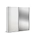 Produktbild Express Möbel 34306100-070 Budget 2 2-türiger Schwebetürenschrank, Holzdekor Front: Weiß Spiegel, Tiefe 48 cm