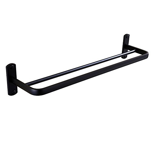 Preisvergleich Produktbild Schwarze Badezimmer doppelte Handtuchhalterplatz Aluminium hängende Handtuch bar Europäische Doppelpfosten Metall Badezimmer Anhänger
