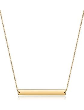 Wistic Jewelry Damen Kette Halskette Edelstahl vergoldet mit Bar Anhänger