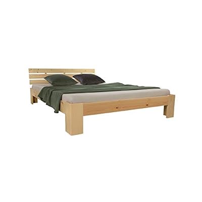 Homestyle4u Lit double en bois futon 160x200 bois naturel