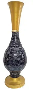 Ethnic Karigari Metal Flower Vase (60 X 16 X 16 cm, Cloud Black And Golden)