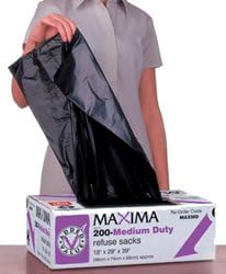 Maxima Green Light Duty Refuse Sacks Box of 200 - Color: Black