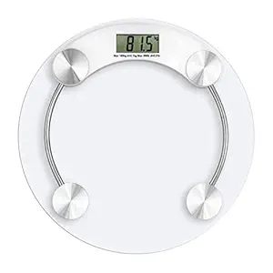 U UZAN Heavy Duty Electronic 8mm Thick Tempered Glass and Lcd Display Electronic Digital Personal Bathroom Health Body Weight Weighing Scale (White)
