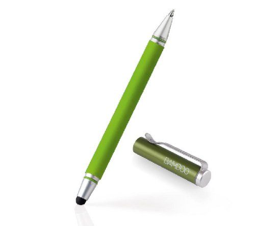 Wacom Bamboo Stylus duo CS-150E Eingabestift (für iPad, Smartphones & Tablet-PCs Kugelschreiber, Stiftspitze austauschbar) grün