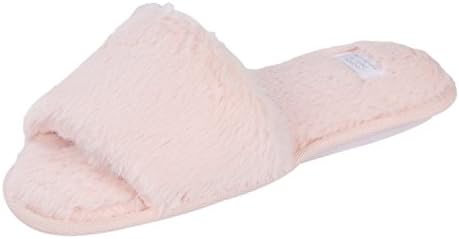 CHICLILYWomen’s Cozy Open Toe Faux-Fur House Slippers Spa Slide Indoor Shoes (EU 36/37=UK 3/3.5, pink)