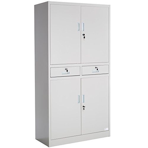 TecTake Armario archivador de Oficina metálico con 4 Puertas e 2
