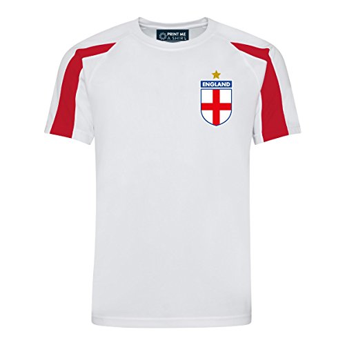 Print Me A Shirt Kids Anpassbar 2 Ton England Home Style Fußball Shirt, weiß, 7-8 Yrs 30″