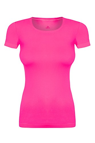 Assoluta Damen Sport T-Shirt kurzarm in neon Farben grün orange pink gelb - 2