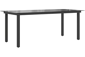 vidaXL Garten Esstisch Witterungsbeständig Gartentisch Gartenmöbel Tisch Balkontisch Terrassentisch Glas Aluminium 190x90x74cm Schwarz