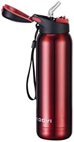 Kooyi Vacuum Insulated Sports Water Bottle 500 ML, Stainless Steel Flask Travel Mug with Built-in Straw - BPA Free