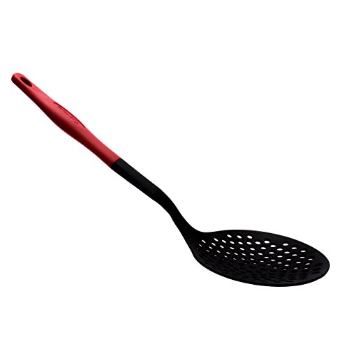 6 tlg. Küchenhelfer Set schwarz / rot Hitzebeständig Kunststoff bis zu 260 °C mit Pfannenwender Spaghettilöffel Kartoffelstampfer Service Löffel Suppenkelle und Schaumkelle . Spülmaschinenfest - 3