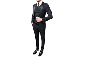 MAT SARTORIALE Abito Completo Uomo Sartoriale Nero Elegante con Panciotto e Cravatta in Coordinato