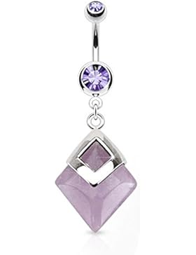 Paula & Fritz® Bauchnabelpiercing aus Edelstahl Chirurgenstahl 316L mit diamen...