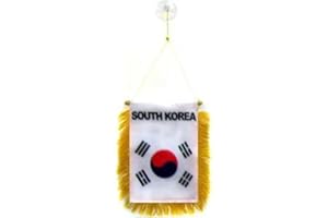 AZ FLAG - Fanion Corée du Sud Pour Décoration Voiture Avec Ventouse et Franges Dorées - Mini Drapeau Coréen - 13x10 cm