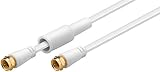 Color: blanco Cable coaxial MANAX SAT, conector F, blindado, plano, 10 m, blanco / dorado con ojales