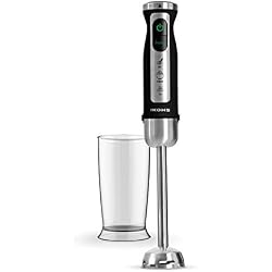 IKOHS FULLMIX STYLANCE - Mixeur Plongeant,1500 W, avec régulateur à 7 vitesses, vitesse Turbo, dôme à revêtement titane à 4 lames, comprend une tasse à mesurer de 600 ml, acier inoxydable