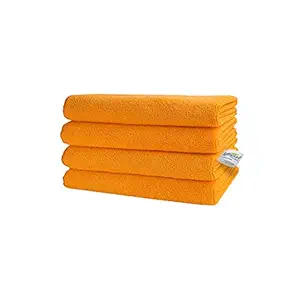 SOFTSPUN Microfiber Cloth - 4 pcs - 30x40 cms - 340 GSM Orange - Thick Lint & Streak-Free Multipurpose Cloths - Automotive Microfibre Towels for Car Bike Cleaning Polishing Washing & Detailing