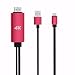 Produktbild HUANSI UK Typ C auf HDMI 4K Kabel HDTV TV Digital AV Adapter Kabel HDMI Stecker rot rot 1 Meters