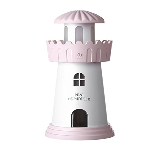 Preisvergleich Produktbild Malloom® Lampe Luftbefeuchter Leuchtturm LED Luftbefeuchter Luft Diffusor Luftreiniger Zerstäuber (rosa)