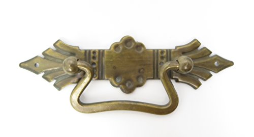 Preisvergleich Produktbild Beschlag Messing Griffbeschlag Schrankgriff Schrank Schublade Schranktür Messing waagerecht mit Griff Sekretär brüniert Jugendstil Gründerzeit Klassizismus antik