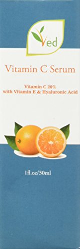 Ved Vitamin C Serum for Face - Best Pure 20% Vitamin C & Hyaluronic Acid Anti-Aging Liquid Facial Serum - With Organic Aloe Vera & Rosehip Oil, Vitamin E, Kojic Acid, Collagen - 1 OZ